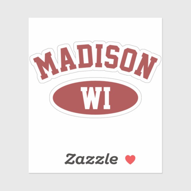 Madison, Wisconsin Retro Typography Vinyl Sticker (Sheet)