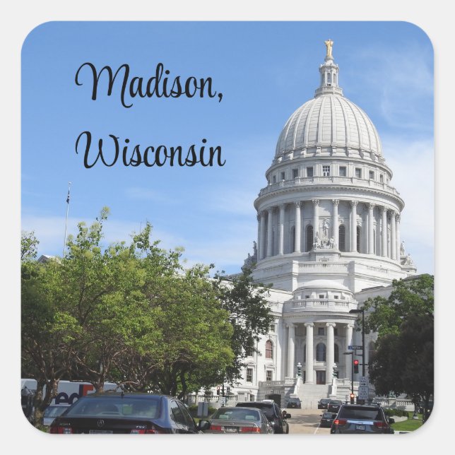 Madison, Wisconsin State Capitol  Square Sticker (Front)