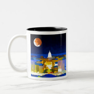 Madison Wisconsin Super Moon Skyline Two-Tone Coffee Mug