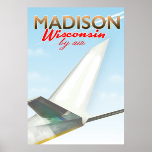 Madison Wisconsin USA Vintage flight poster