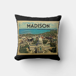 Madison Wisconsin Vintage Travel Cushion