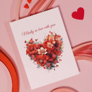 Madly in Love   Floral Heart   Custom Text & Name Holiday Card