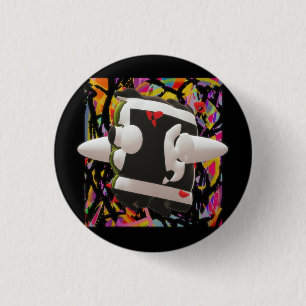 Madness art mosaic deep colours black framed USB 3 Cm Round Badge