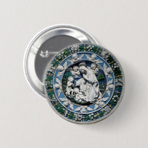 Madonna Adoring the Child by Della Robbia 6 Cm Round Badge