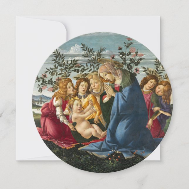 Madonna Adoring the Child with 5 Angels Botticelli Invitation (Front)