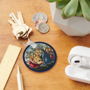 Madonna Adoring the Child with 5 Angels Botticelli Key Ring