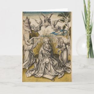 Madonna and Angels In A Landscape   C.1500 Card