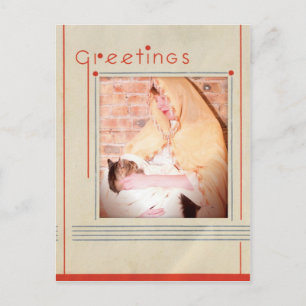 madonna and cat christmas holiday postcard