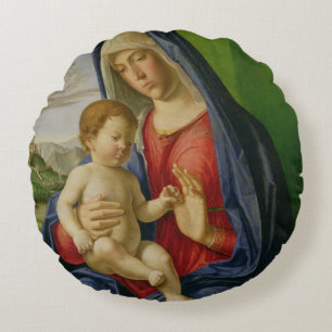 Madonna and Child, 1490s Round Cushion