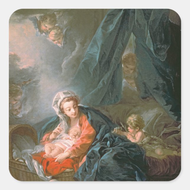 Madonna and Child, 18th century Square Sticker (Front)