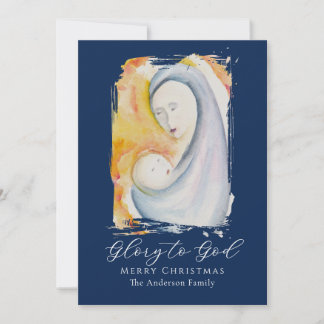 Madonna and Child Bible Verse Calligraphy Script Holiday Card