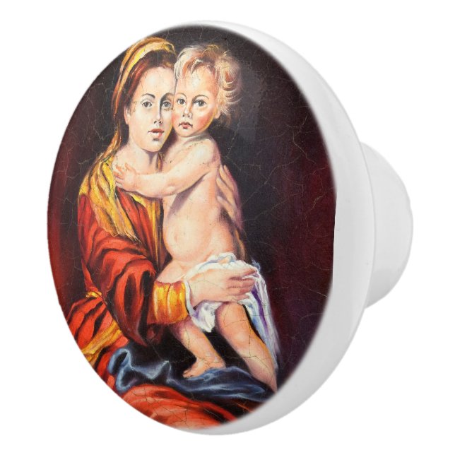 Madonna and Child Ceramic Knob (Right)