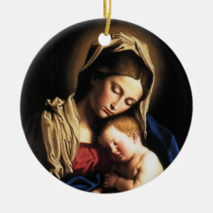 Madonna and child ceramic ornament