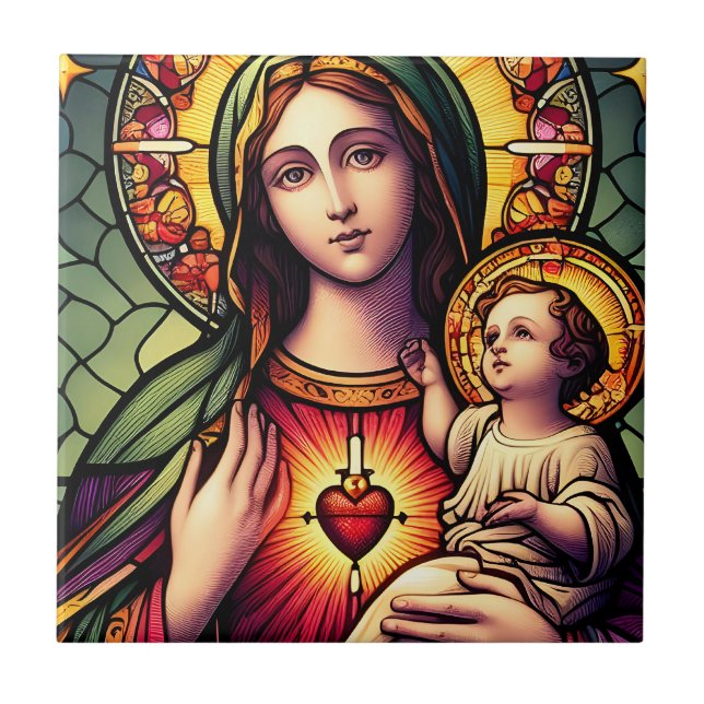 Madonna and Child Ceramic Tile (Front)