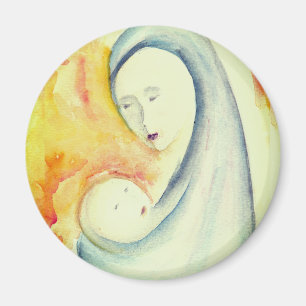 Madonna and Child Christmas Nativity Watercolor Magnet