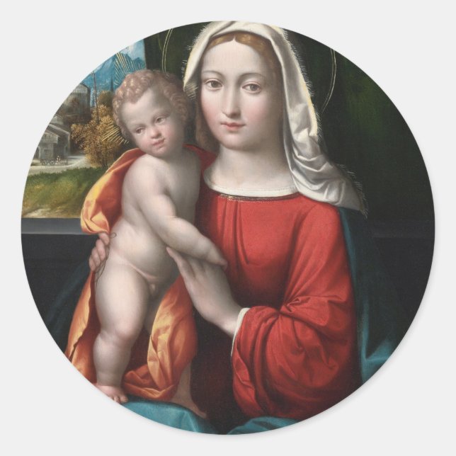 Madonna And Child Classic Round Sticker (Front)