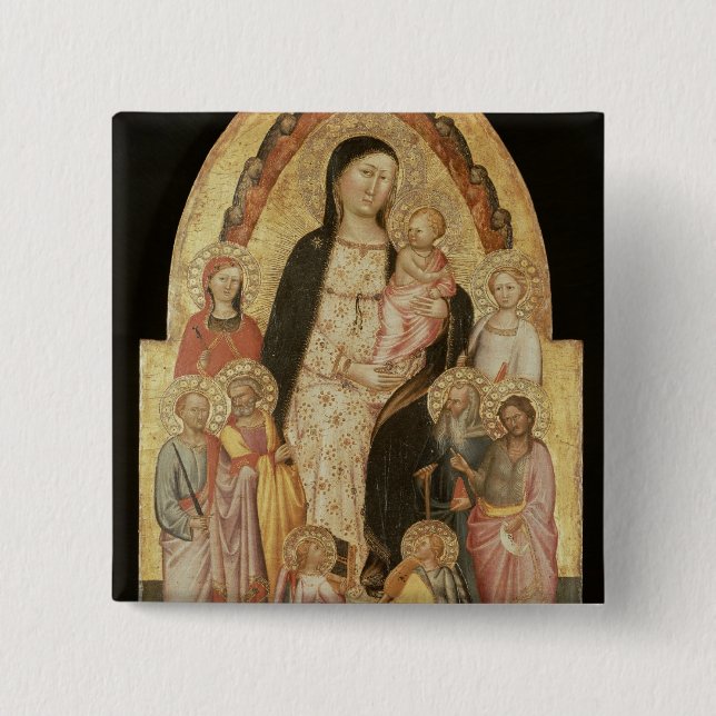 Madonna and Child Enthroned 15 Cm Square Badge (Front)