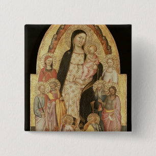 Madonna and Child Enthroned 15 Cm Square Badge