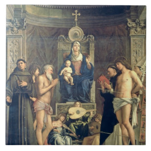 Madonna and Child Enthroned between SS. Francis, J Ceramic Tile