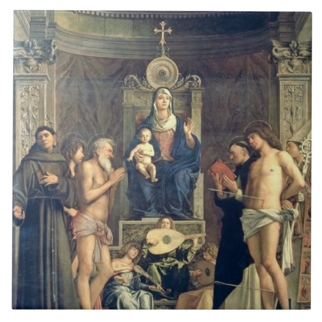 Madonna and Child Enthroned between SS. Francis, J Ceramic Tile (Front)