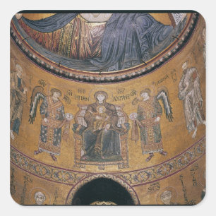 Madonna and Child Enthroned Square Sticker