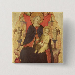Madonna and Child Enthroned with Donor Vulciano 15 Cm Square Badge