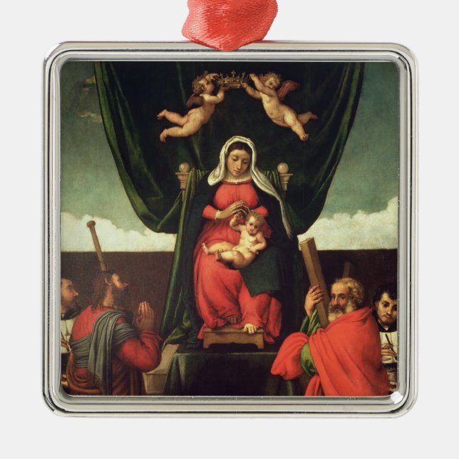 Madonna and Child Enthroned with Four Saints, 1546 Metal Tree Decoration (Front)