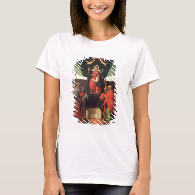 Madonna and Child Enthroned with Four Saints, 1546 T-Shirt (Front)