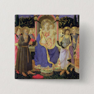 Madonna and Child enthroned with saints (altarpiec 15 Cm Square Badge