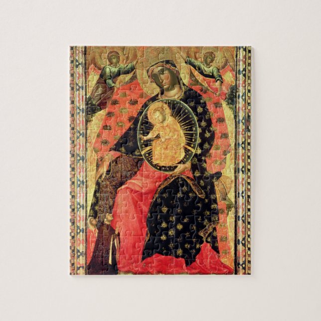 Madonna and Child Enthroned with Two Devout People Jigsaw Puzzle (Vertical)