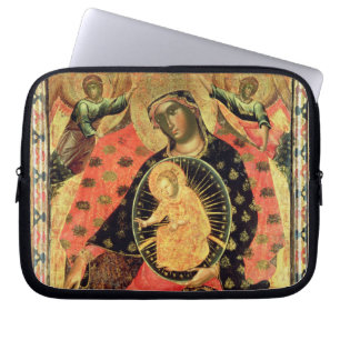 Madonna and Child Enthroned with Two Devout People Laptop Sleeve