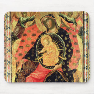 Madonna and Child Enthroned with Two Devout People Mouse Pad