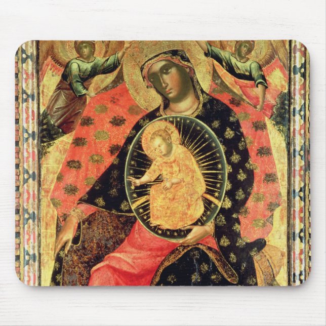 Madonna and Child Enthroned with Two Devout People Mouse Pad (Front)