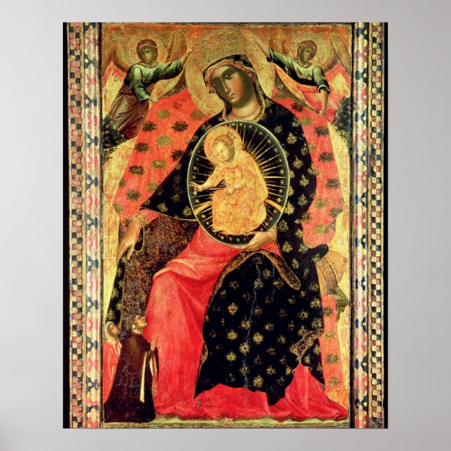 Madonna and Child Enthroned with Two Devout People Poster (Front)