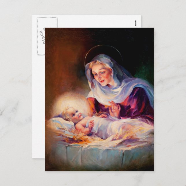 Madonna and Child. Fine Art Christmas Postcards (Front/Back)