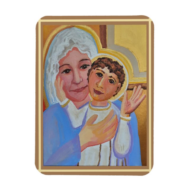 Madonna and Child Icon paperweight Magnet (Vertical)