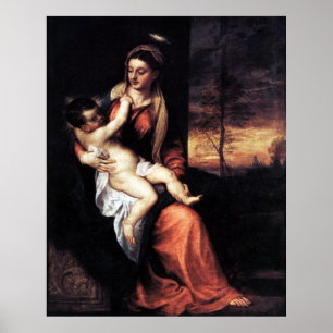 Madonna and Child In An Evening Landscape - Titian Poster