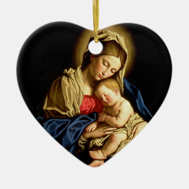 Madonna and Child Jesus - Sassoferrato Ceramic Tree Decoration (Front)