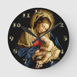 Madonna and Child Jesus - Sassoferrato Round Clock