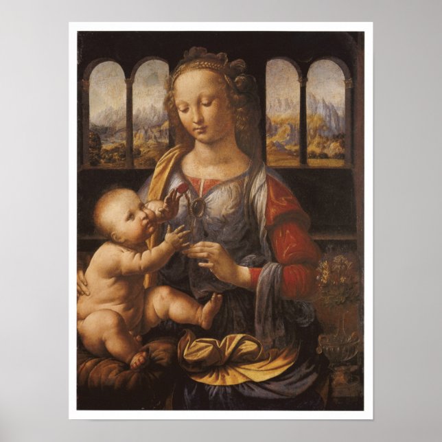 Madonna and Child, Leonardo da Vinci, 1475 Poster (Front)