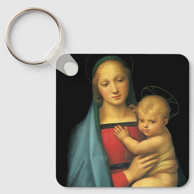 Madonna And Child, Madonna del Granduca by Raphael Key Ring (Front)