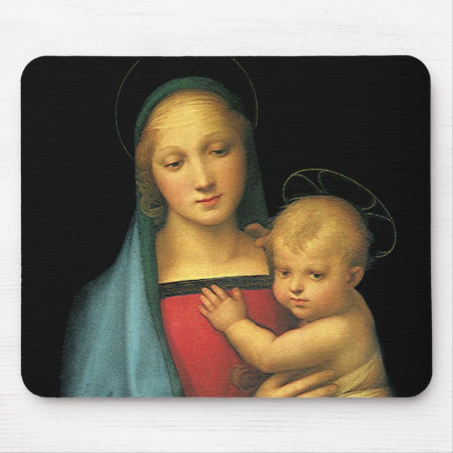 Madonna And Child, Madonna del Granduca by Raphael Mouse Pad (Front)