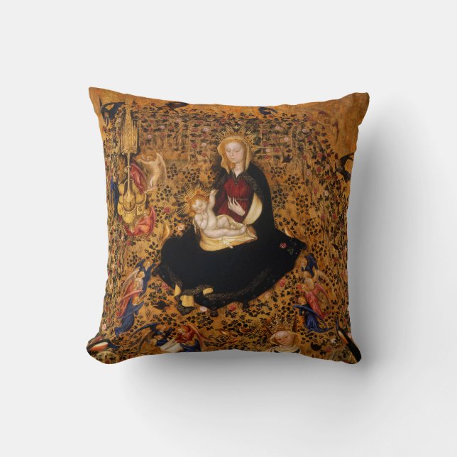 MADONNA AND CHILD OF ROSE BOWER,ANGELS Christmas Cushion (Front)