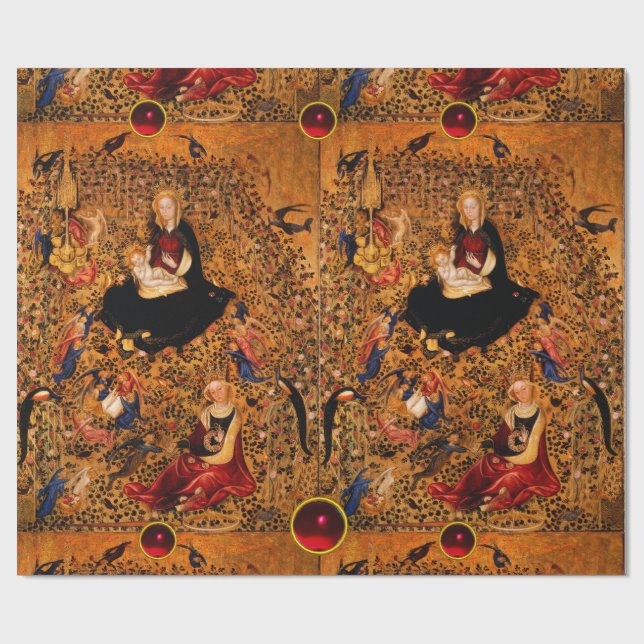 MADONNA AND CHILD OF ROSE BOWER WITH ANGELS WRAPPING PAPER (Flat)