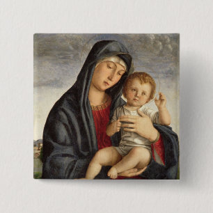 Madonna and Child (oil on panel) 2 15 Cm Square Badge