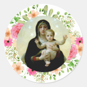 Madonna and Child Our Lady Virgin Mary Classic Round Sticker