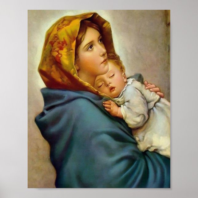 Madonna And Child Roberto Ferruzzi Poster (Front)
