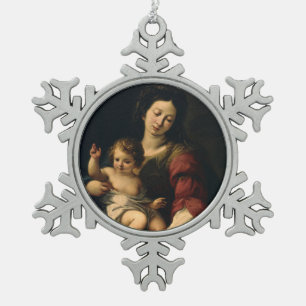Madonna and Child Snowflake Pewter Christmas Ornament