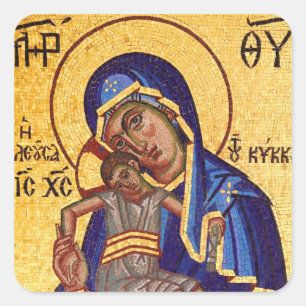 madonna and child square sticker