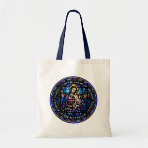 Madonna and Child Stained Glass Look Tote Bag